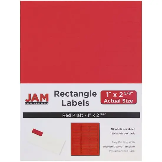 JAM Paper Circular Seal & Rectangular Mailing Address Label Combo Set Red {4}