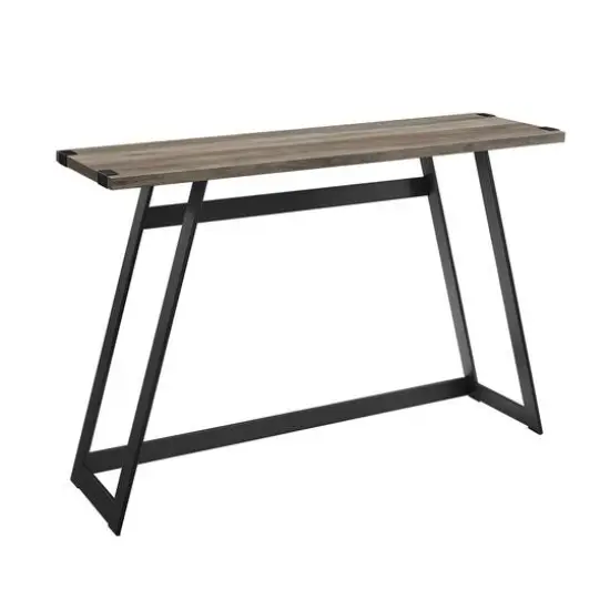 Walker Edison Gray Wash Faux Wrap Modern Industrial Entry Table {7}