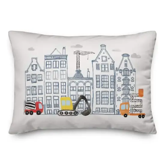 Juvie Doodle Buildings 14" x 20" Throw Pillow {1}