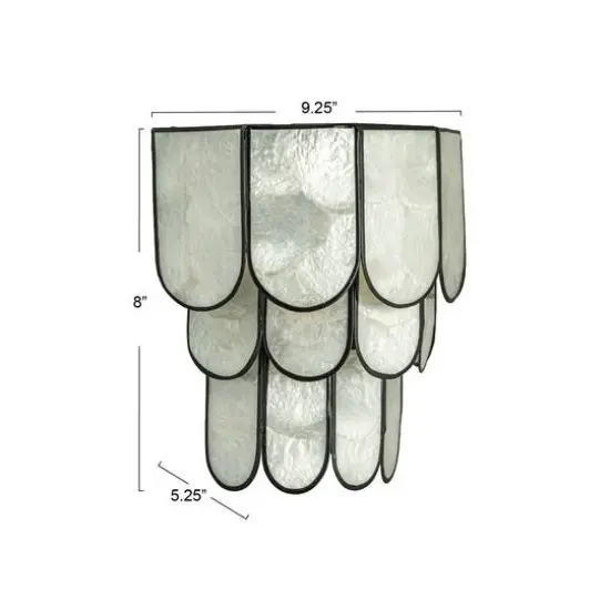 Hello Honey&reg; Black Finish Laminated Capiz Tiered Wall Sconce {10}