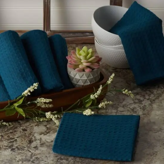 DII&reg; Teal Green Recycled Cotton Waffle Dish Towels, 6ct. {3}