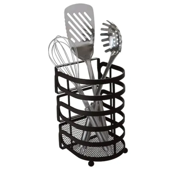Kitchen Details Matte Black Industrial Collection Cooking Utensil Basket {3}