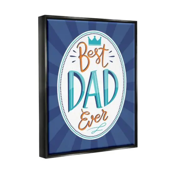 Stupell Industries Best Dad Ever Striped Phrase Floater Framed Art Black {4}