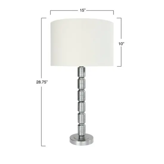 Hello Honey&reg; 28.7" Faceted Aged Pewter Metal Column Table Lamp {9}