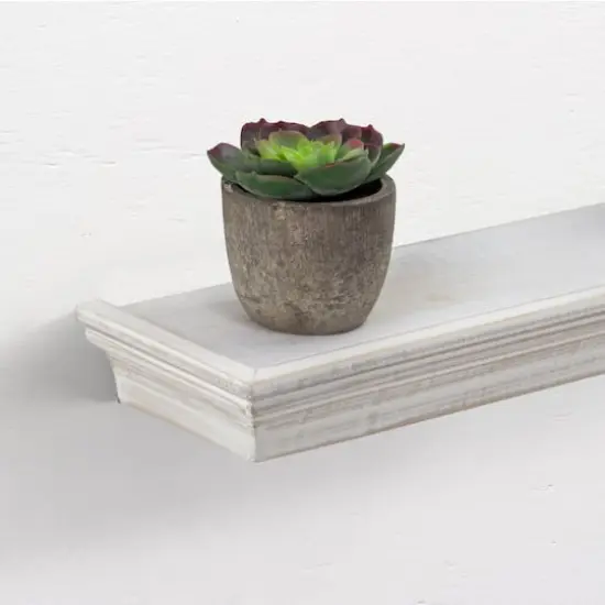 White Floating Shelves with Crown Molding {5}