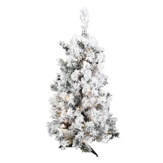 3ft. Pre-Lit Flocked Alaskan Pine Artificial Christmas Tree, Clear Dura-Lit&reg; Lights {1}