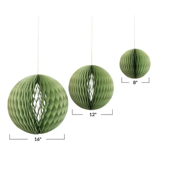 Hello Honey&reg; 3ct. Honeycomb Paper Ball Ornaments Mint {5}