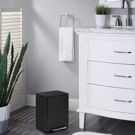 SunnyPoint 1.5gal. Black Trash Can with Plastic Inner Bucket {3}