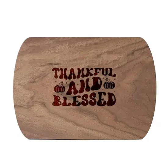 Thankful and Blessed 8" x 11" Walnut Oval Cutting Board {1}