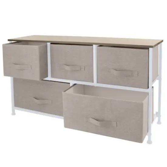 Simplify 5 Drawer Storage Dresser Beige {8}