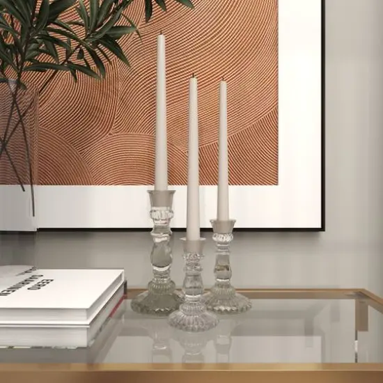 Clear Glass Candle Holder Set {11}