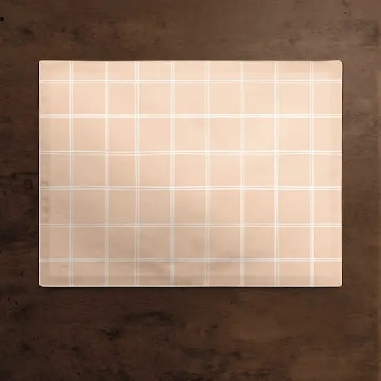 Peach Grid 18" x 14" Cotton Twill Placemat {3}