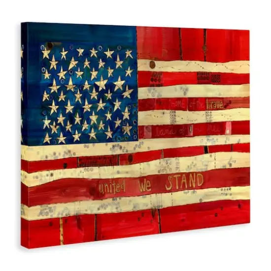 Stupell Industries United We Stand Independence Day Festive American Flag Canvas Wall Art {4}