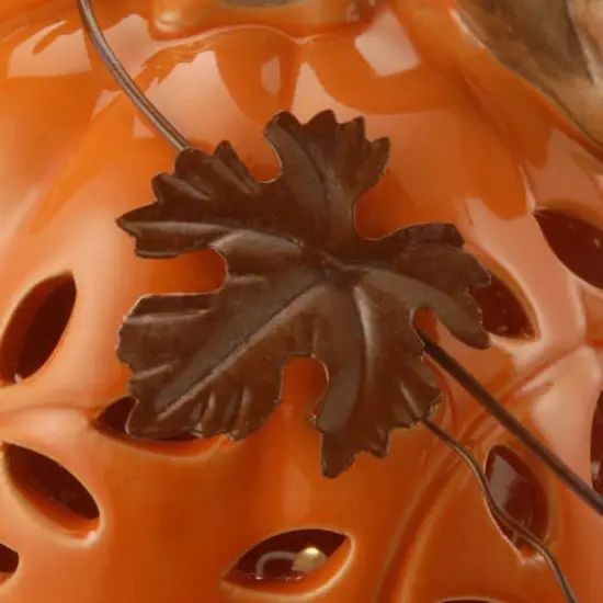 6" Ceramic Pumpkin LED Decoration {3}