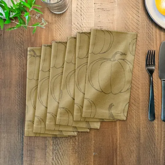 Mustard Yellow Pumpkin Pattern Cotton Twill Napkin {4}