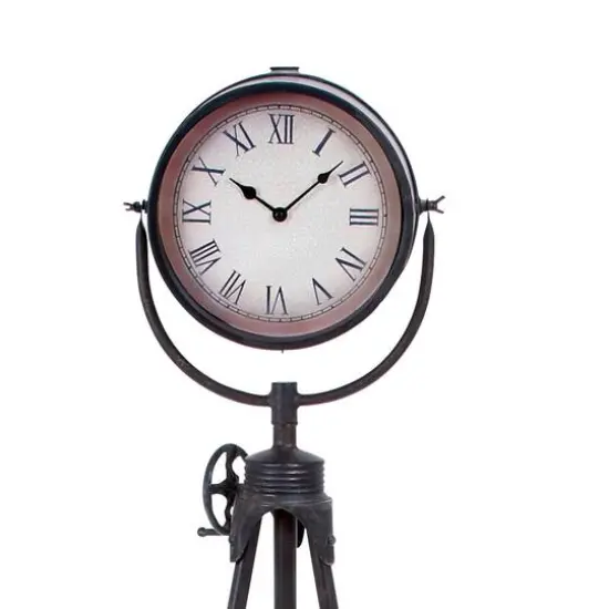 57" Black Metal Standing Industrial Clock {4}