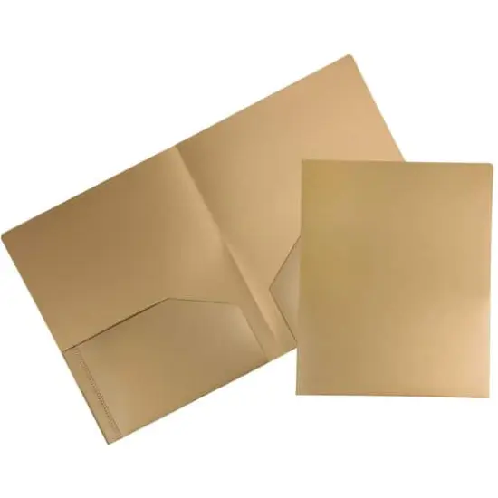 JAM Paper Heavy Duty Plastic 2-Pocket Folders, 6ct. Gold {1}