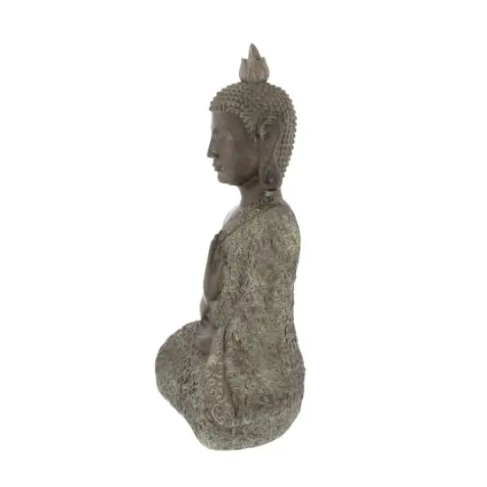 21" Brown Bohemian Polystone Buddha Sculpture {3}