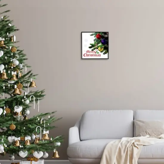 Stupell Industries Merry Christmas Snowflake Pattern Framed Giclee Art Black {3}