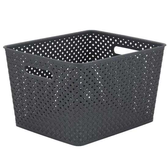 Simplify Large Wicker Storage Bin Gray {8}
