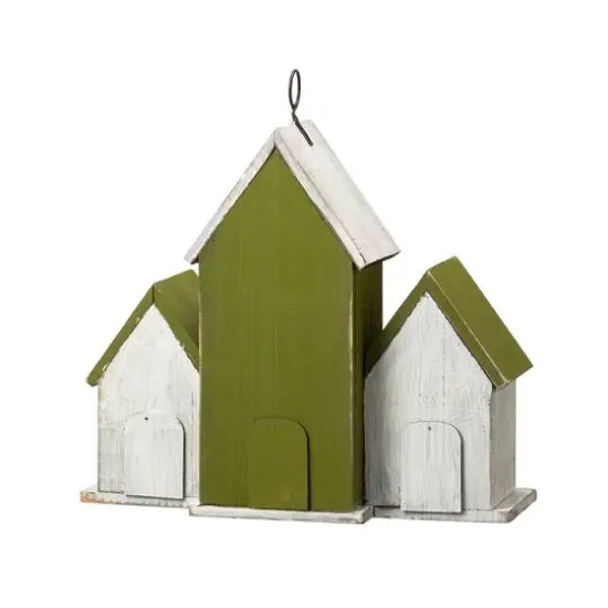 Glitzhome&reg; 14.75" Distressed Wood Villa Birdhouse with 3D Ladder {8}