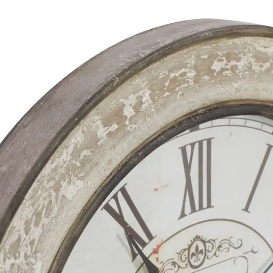 Cream Vintage Wood Wall Clock, 24" x 24" {5}