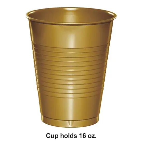 Hoffmaster 16oz. Plastic Cups, 20ct. Gold {3}