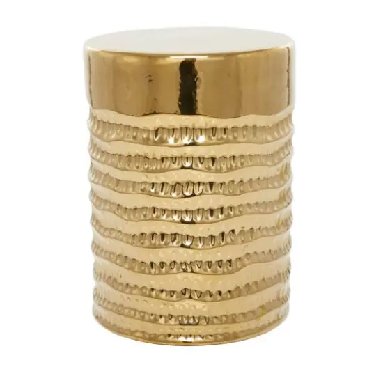 18" Gold Stoneware Glam Accent Table {5}