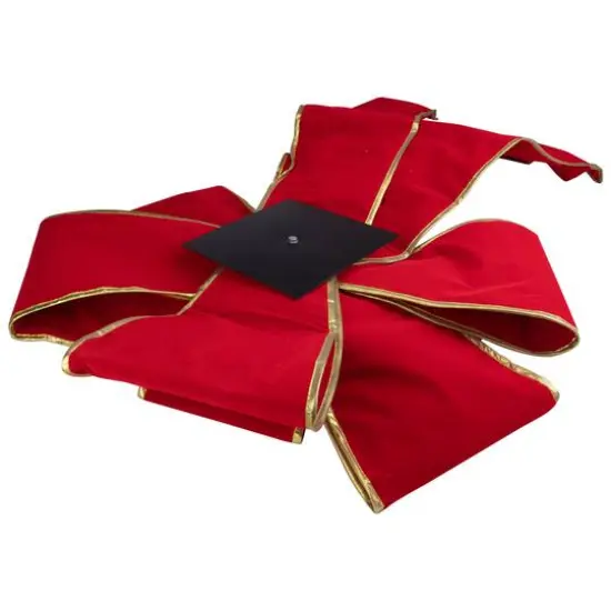 40" Red 3D 11-Loop Velveteen Christmas Bow with Gold Trim {4}