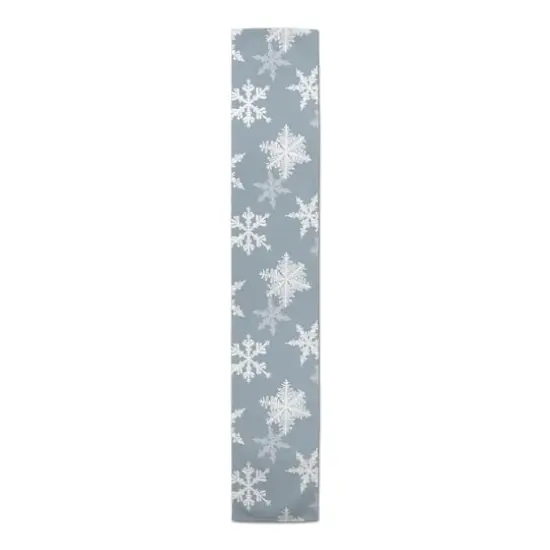 Blue Snowflake Pattern 16" x 90" Cotton Twill Runner {4}