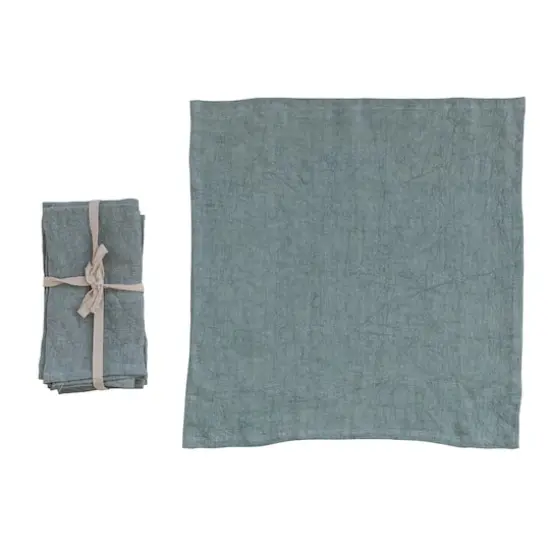 Hello Honey&reg; 18" Square Stonewashed Linen Dinner Napkins, 4ct. Mint {1}