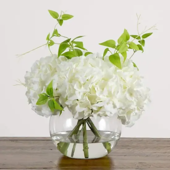 Wedding Collection 18in. Artificial Hydrangea Arrangement in Glass Vase {5}