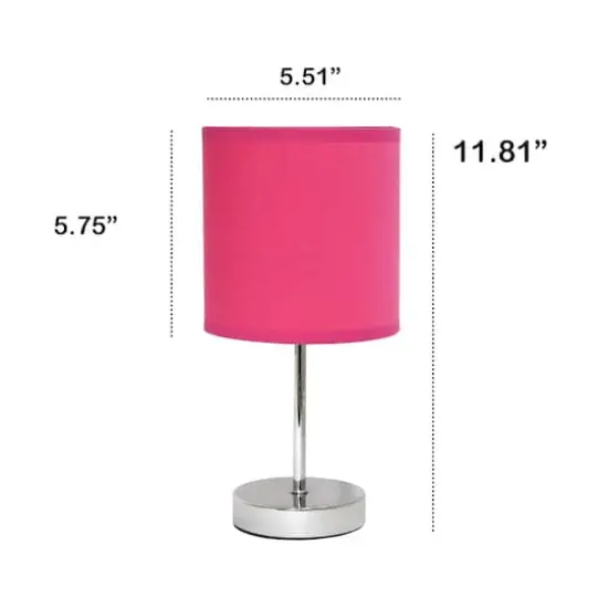 Creekwood Home Nauru 12" Brushed Nickel Petite Metal Stick Table Lamp Hot Pink {4}