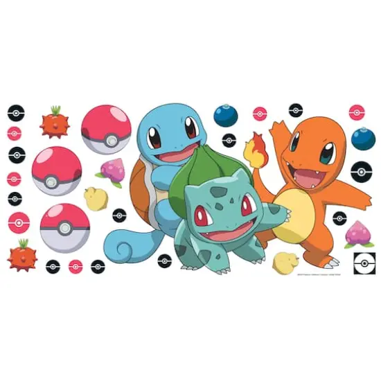 RoomMates Pok&eacute;mon Squirtle, Charmander & Bulbasaur Peel & Stick Giant Wall Decals {6}