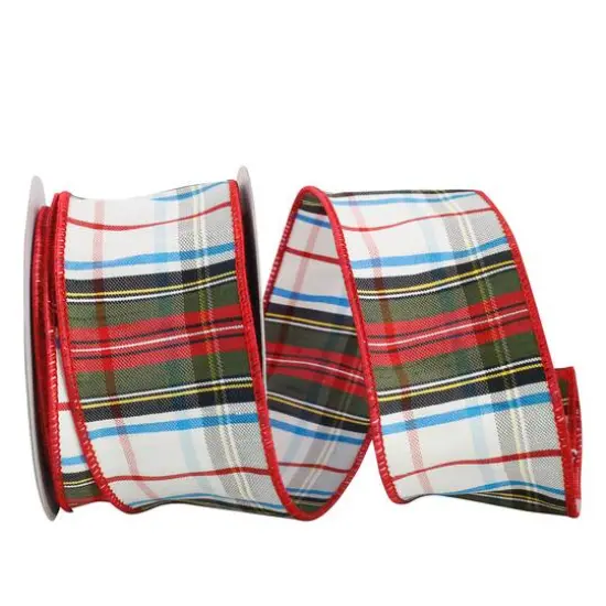 JAM Paper 2.5" x 10yd. Squire Wired Edge Plaid Ribbon {1}