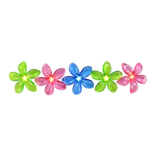 Pink, Blue & Green Flower Patio & Garden Novelty Lights, Set of 10 {1}