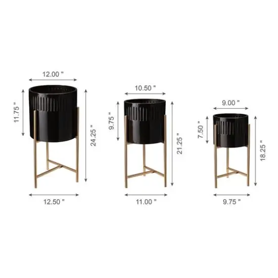 Glitzhome&reg; Black & Gold Modern Glossy Metal Plant Stand, 3ct. {6}