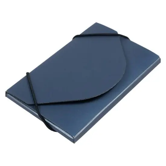 JAM Paper Plastic Business Card Holder Case Blue Metallic {4}