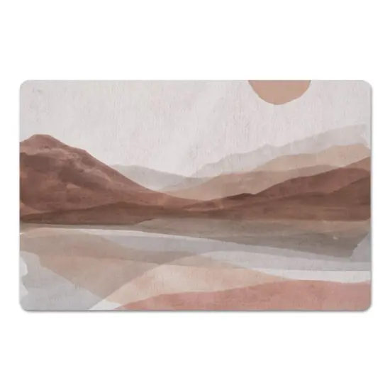 18" x 27" Mauve Boho Abstracted Landscape Floor Mat {1}