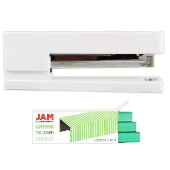 JAM Paper Desk Stapler & Staples Set White/Green {1}
