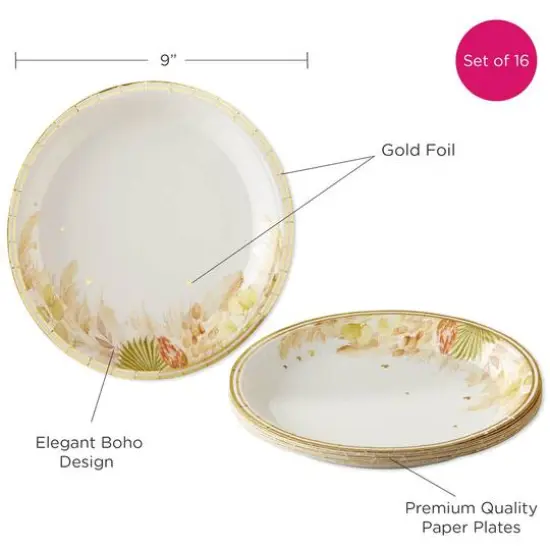 Kate Aspen 9" Boho Premium Paper Plates Set, 16ct. {8}