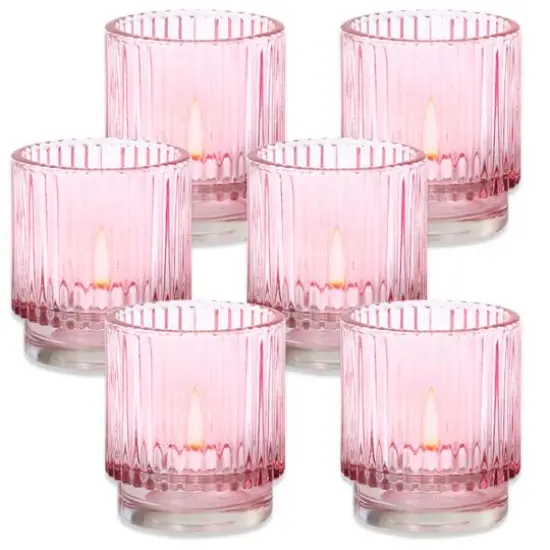 Kate Aspen&reg; Ribbed Glass Votive Candle Holder Set {2}