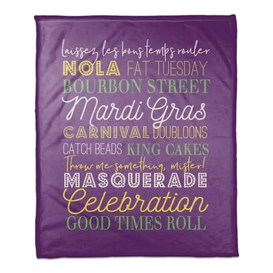 Mardi Gras Words Fleece Throw {1}