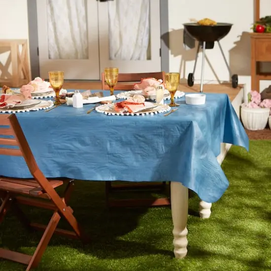 Solid Blue Vinyl Tablecloth 60" x 102" {4}