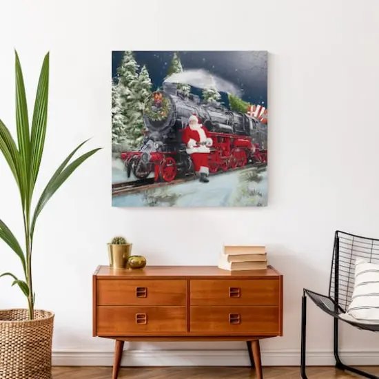 Train Santa 24" x 24" Canvas Wall Art {5}