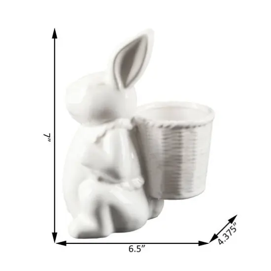 Flora Bunda&reg; 7" Ceramic Bunny with Basket Planter {3}