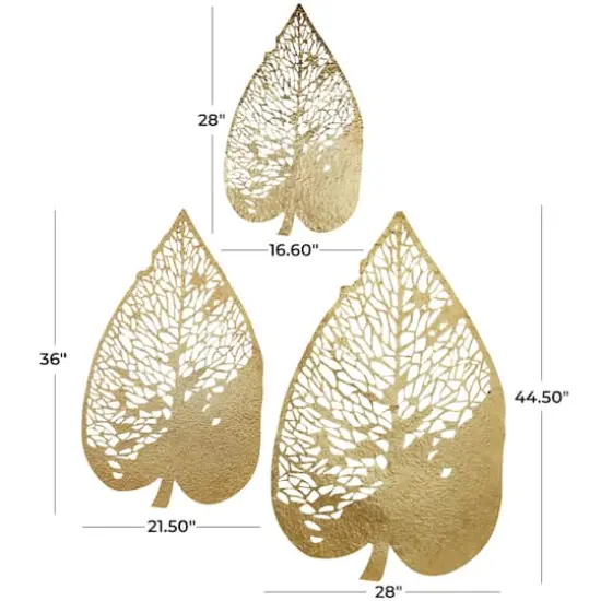 Laser-Cut Gold Metal Leaf Wall D&eacute;cor Set {4}