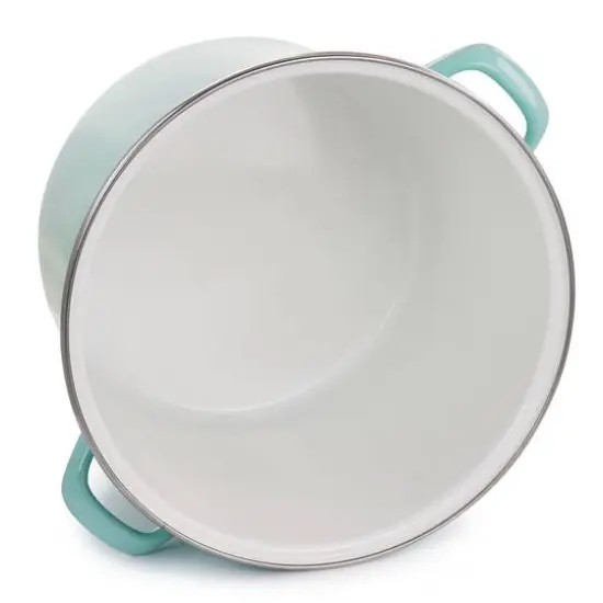 Martha Stewart 12qt. Turquoise Enamel On Steel Stock Pot With Glass Lid {4}