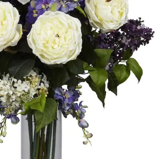 3ft. Rose, Delphinium & Lilac Arrangement in Glass Vase {4}