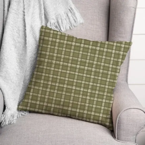 Green Multi Plaid Throw Pillow {4}